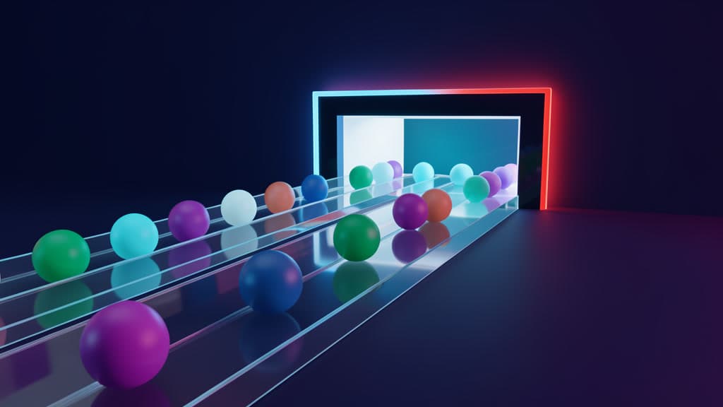 Abstract AI workflow state moving through review gates and stop boundaries