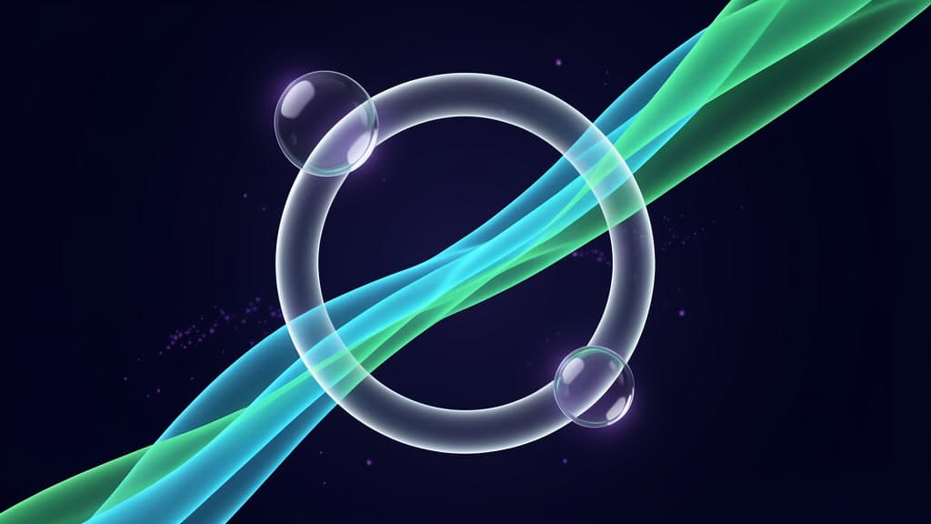 Cool-toned abstract evaluation ring filtering useful AI assistant work signals from background noise.