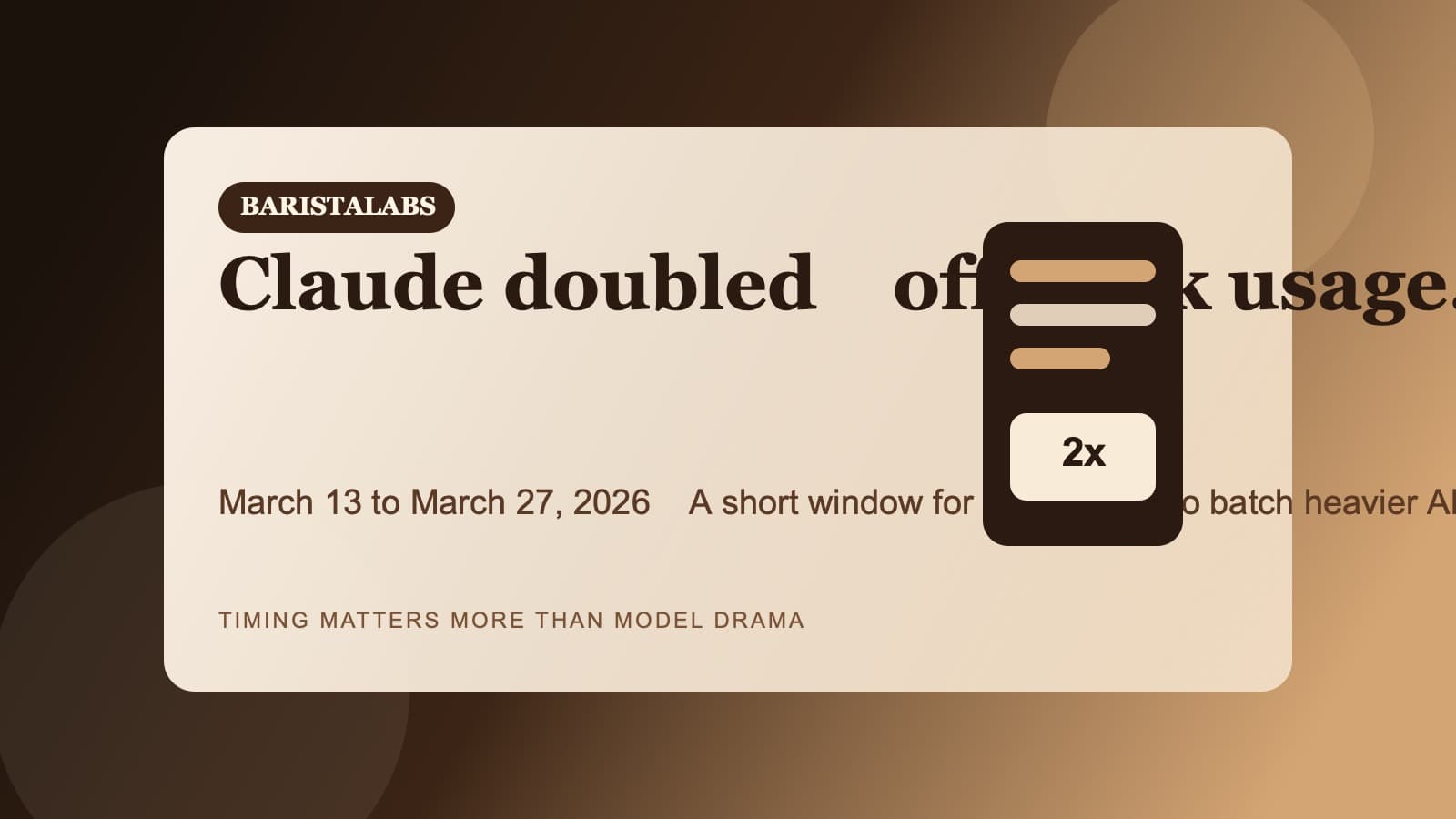 Claude Just Opened a Two-Week Off-Peak Window. SMBs Should Treat It Like Bonus Compute.