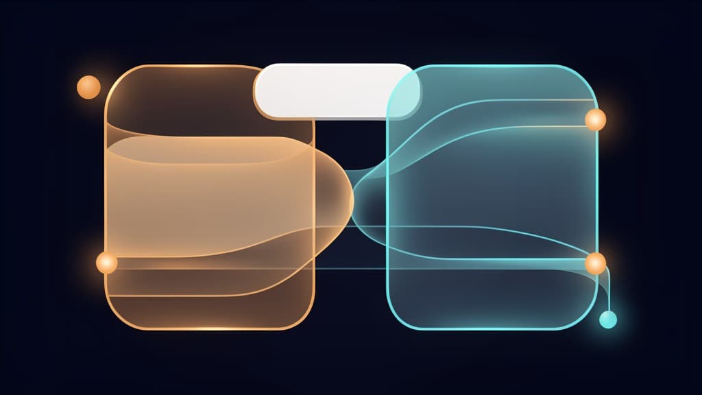 Abstract illustration of connected workflow nodes moving through protected infrastructure layers without text.