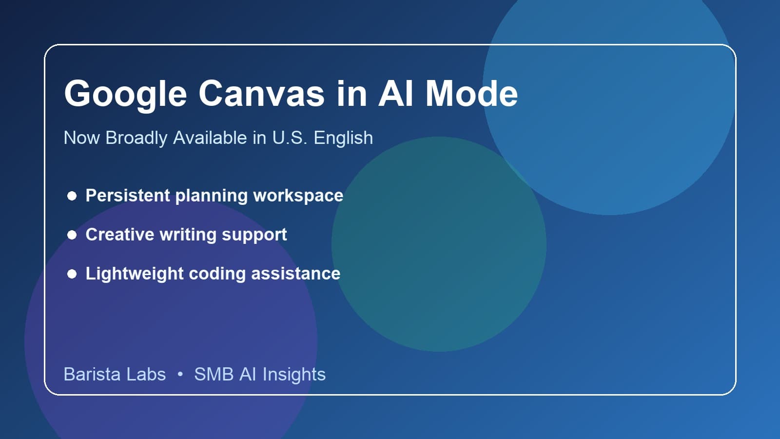 Google Expands Canvas in AI Mode Across U.S. English: What SMB Teams Should Do Next