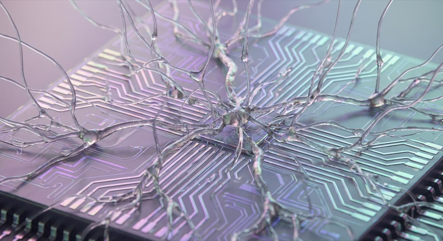 Close up of a futuristic neuromorphic processor