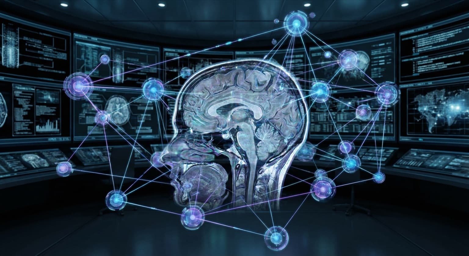 Visualization of neural network analyzing brain scan data