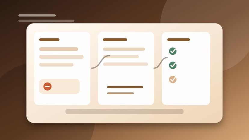 Owner reviewing an AI pilot pause card beside a support queue and restart checklist.